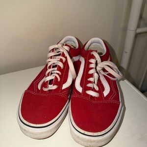 Red and white Vans Old Skool trainers